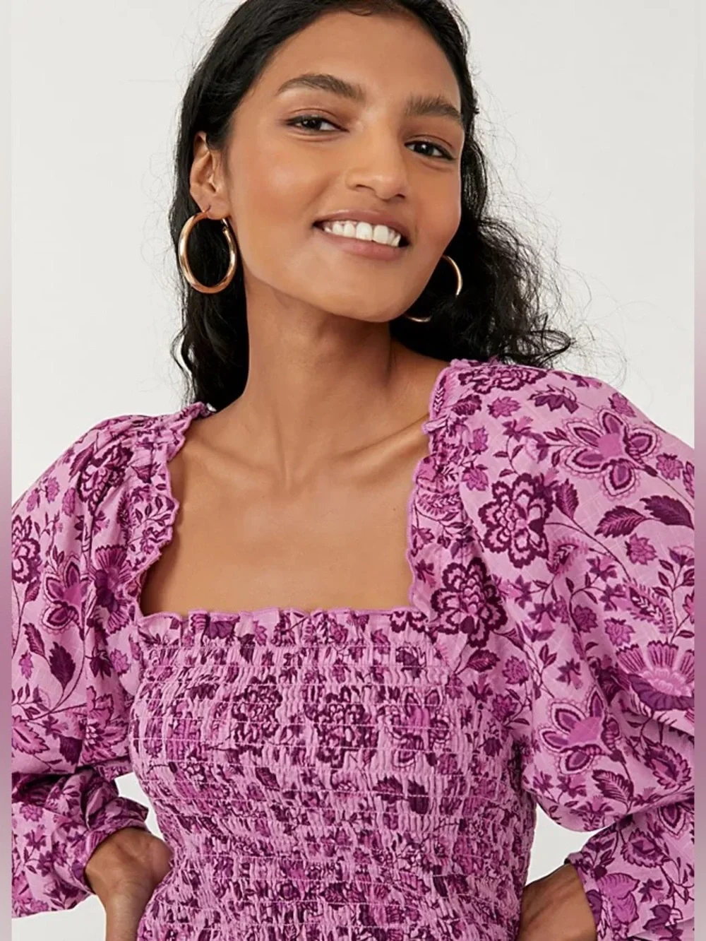 Free People / NWT Smock It To Me Mini Dress in azalea combo purple